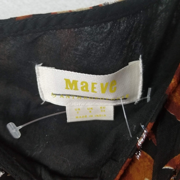 Anthropologie Sz 2 Maeve Kyoto Metallic Floral Jumpsuit Brown One Shoulder Crepe - Picture 6 of 12